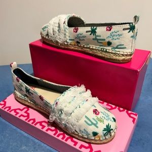 cactus print espadrilles with fringe